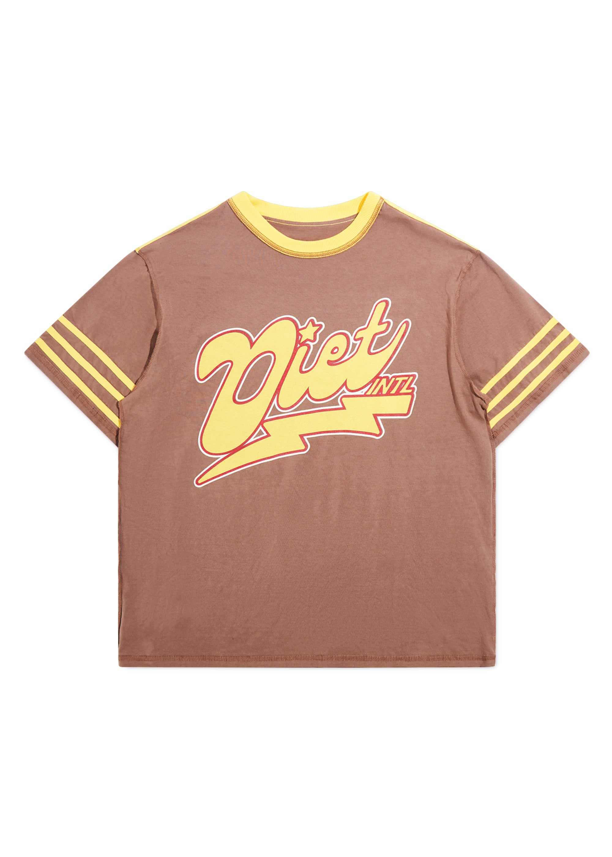 Striped Bolt Tee - Brown/Yellow